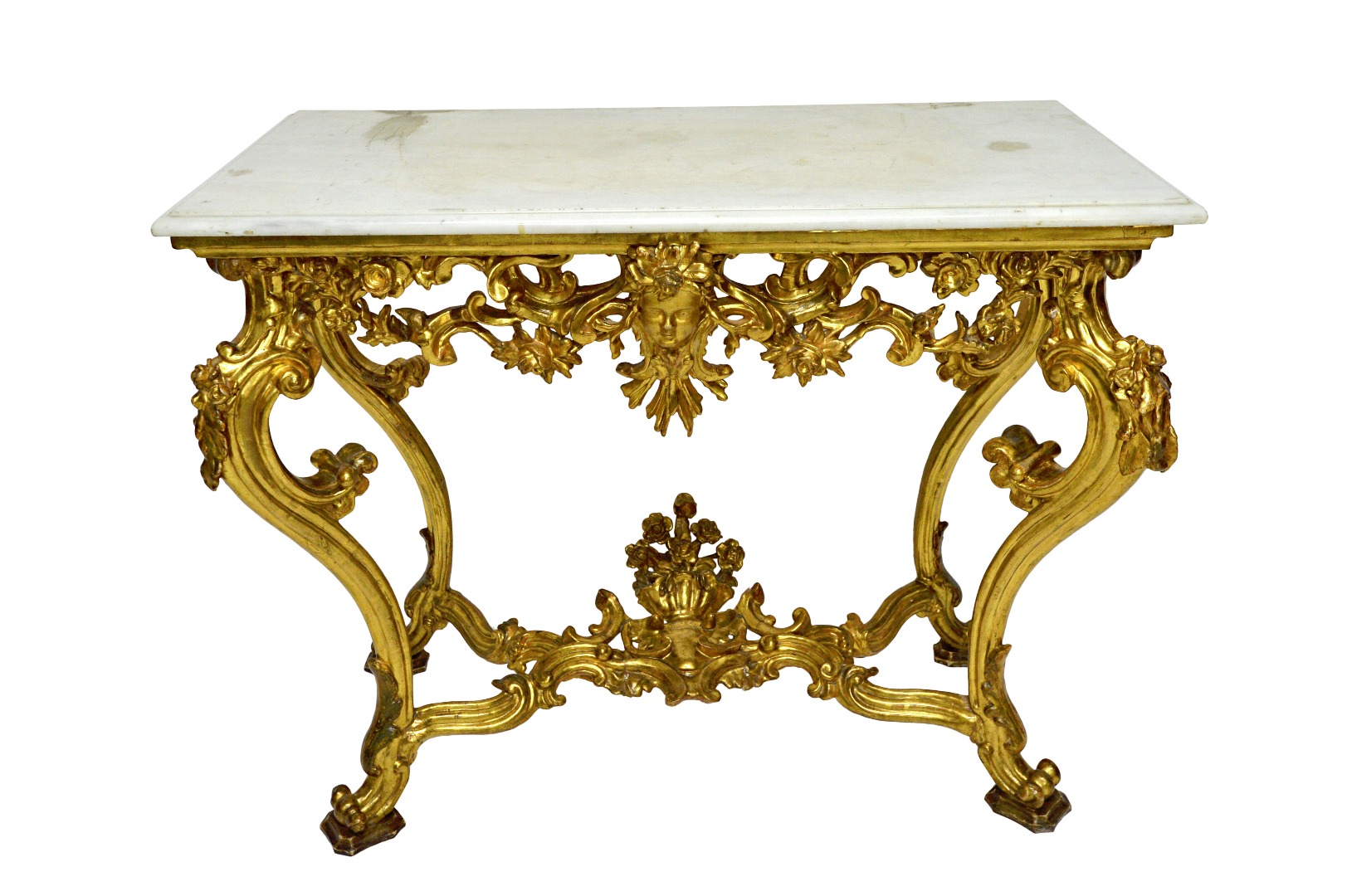 Appraisal: An th century style console table the rectangular white marble