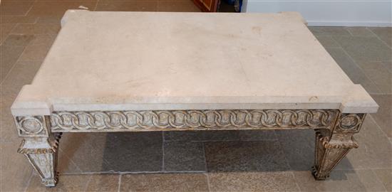 Appraisal: Sale Lot A Cream-Painted Carved Wood and Composition Low Table