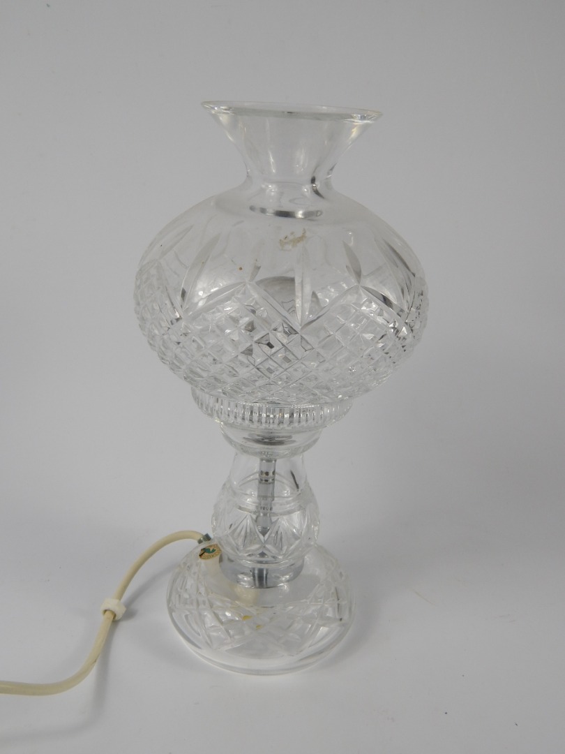 Appraisal: A Waterford cut glass table lamp and shade cm high