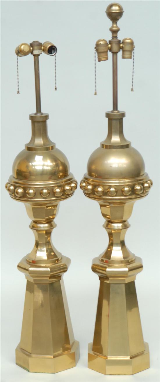 Appraisal: PAIR BRASS TABLE LAMPS H