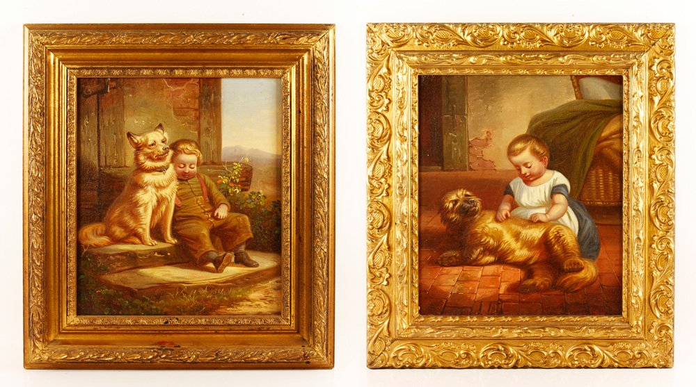 Appraisal: - Pair of th C Italian Portraits of Children O