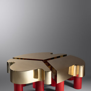 Appraisal: Guy de Rougemont French b Golden Clover Coffee Table Edition