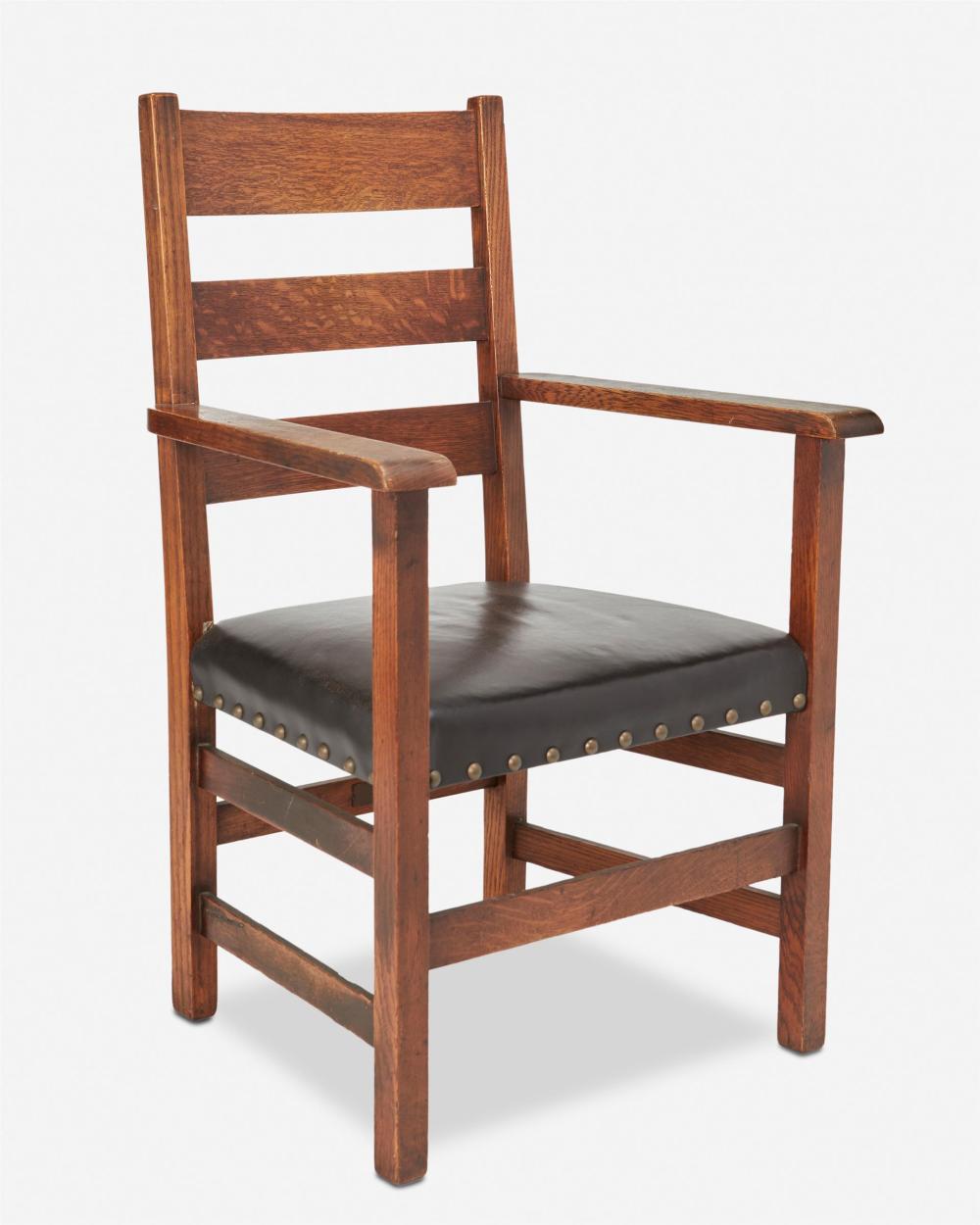 Appraisal: A Stickley Brothers oak ladder back armchair Circa - Grand