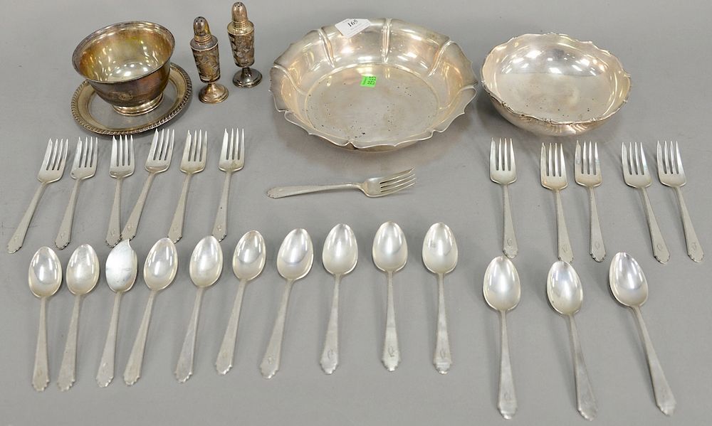 Appraisal: Sterling silver lot to include three bowls and miscellaneous flatware