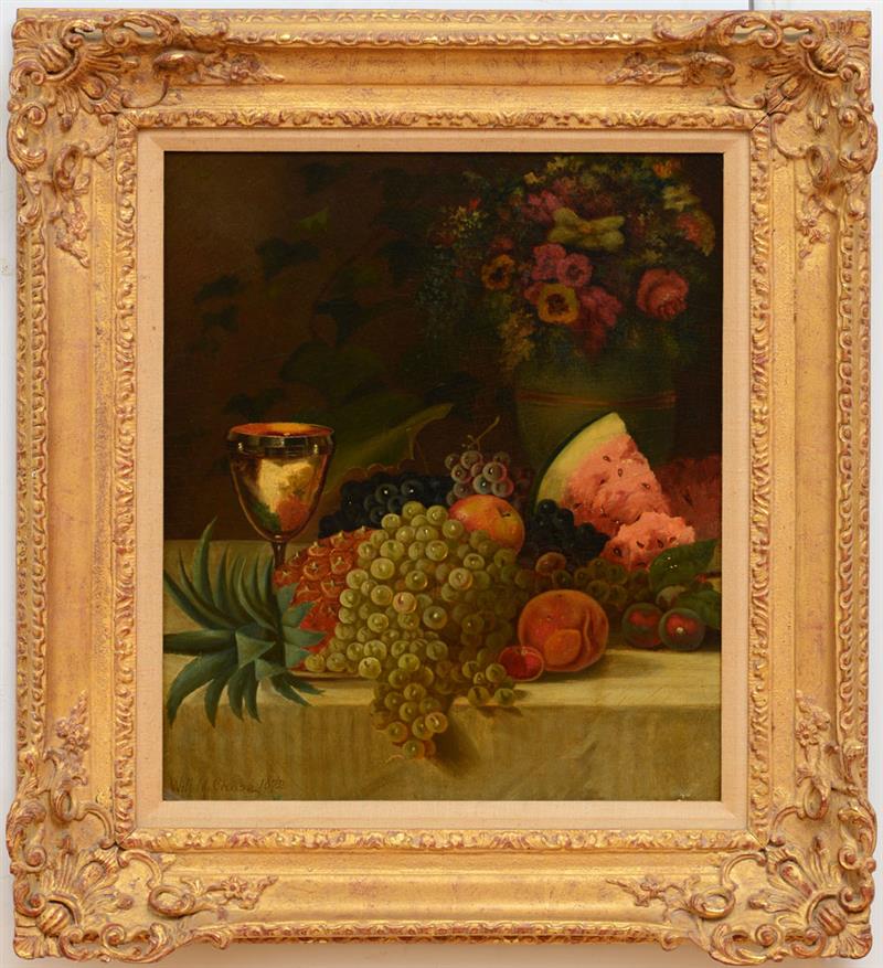 Appraisal: WILLLIAM MERRITT CHASE - STILL LIFE WITH FRUIT AND FLOWERS