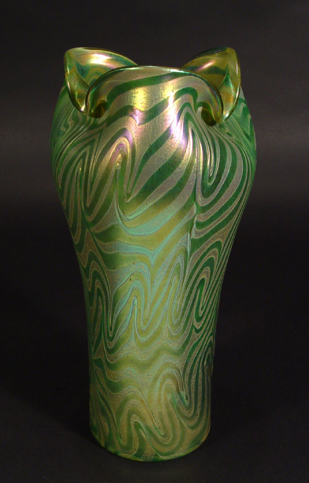 Appraisal: Large Loetz papillon green iridescent glass vase cm high