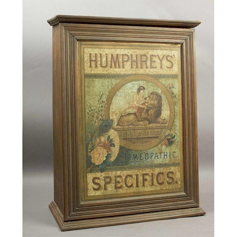 Appraisal: Humphrey's Veterinary Cabinet Tin lithograph front advertising Humphrey's Specifics This