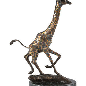 Appraisal: Geoffrey C Smith American b Giraffe bronze signed dated and