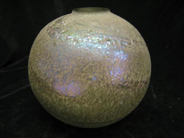 Appraisal: Art Glass Vase round iridescent textured finish