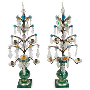 Appraisal: A Pair of David Barrett Faux Marble and Glass Beaded