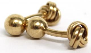 Appraisal: Pair L M K Yellow Gold Ball Knot Cufflinks In