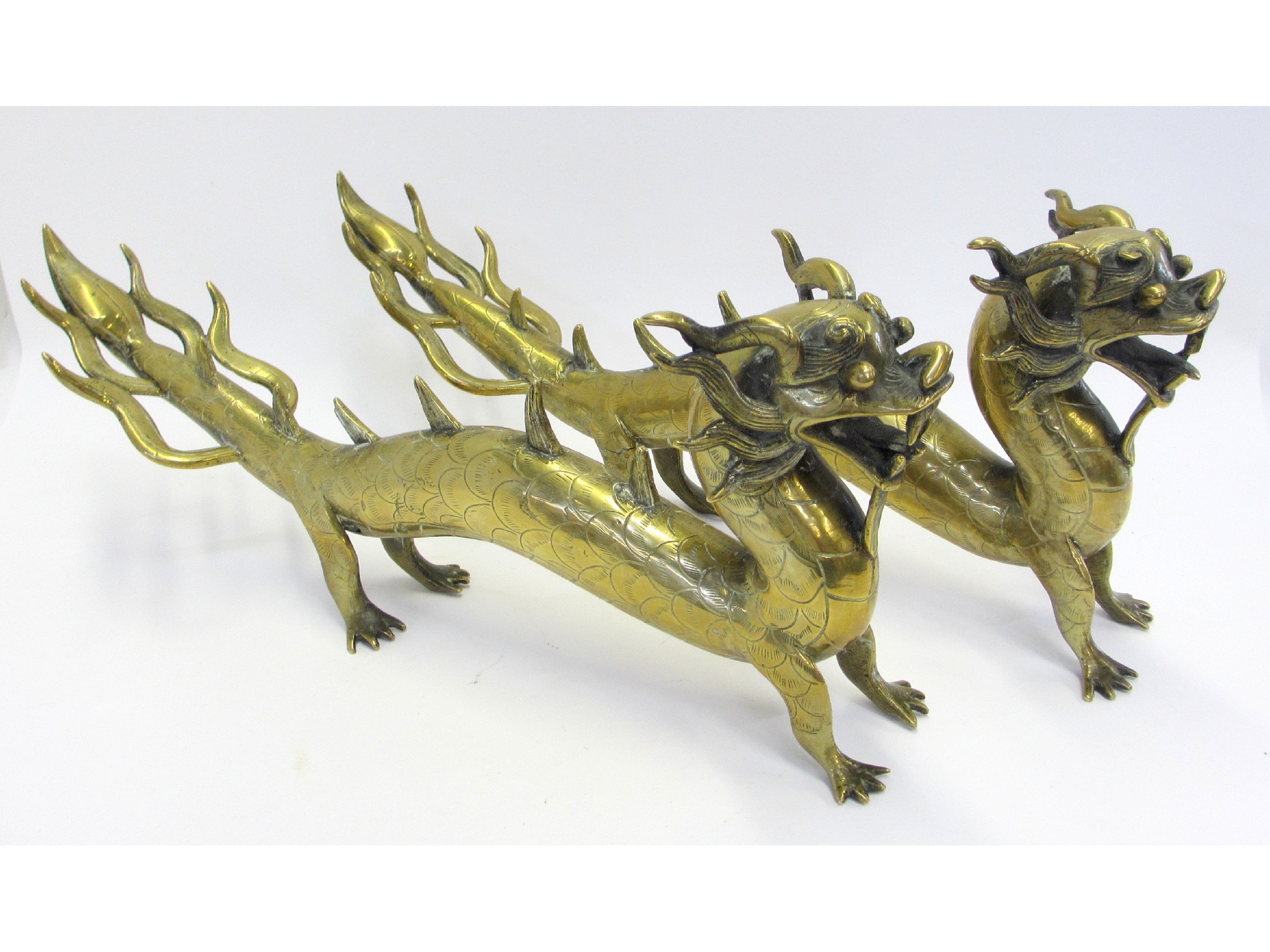 Appraisal: Two Chinese bronze dragon figures