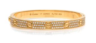 Appraisal: An Karat Yellow Gold and Diamond Love Bracelet Cartier dwts