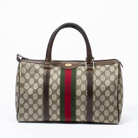 Appraisal: Gucci Accessory Collection Boston bag in brown and beige GG