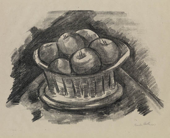 Appraisal: MARSDEN HARTLEY Apples in a Basket Lithograph on light tan