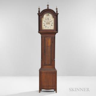 Appraisal: Cherry Inlaid Tall Case Clock possibly New Hampshire early th