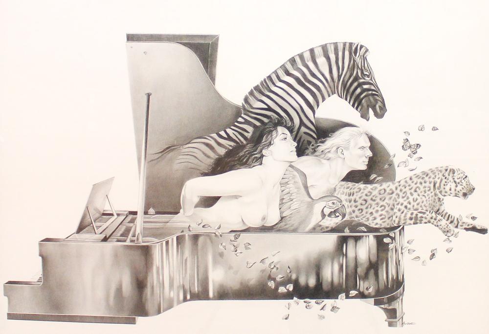 Appraisal: KEN GRANT Oregon born original graphite on paper figures and