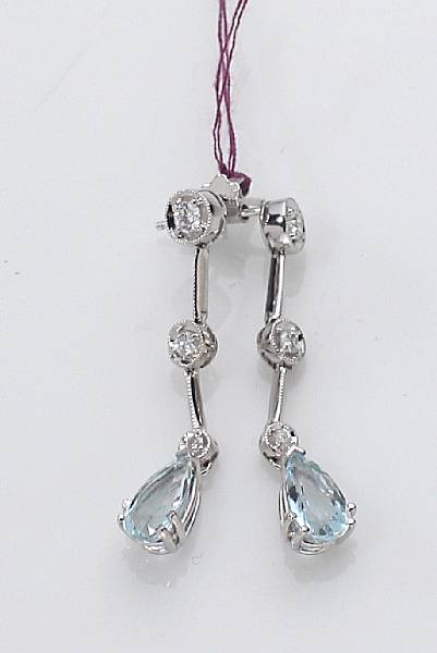 Appraisal: A pair of aquamarine diamond and k white gold earrings