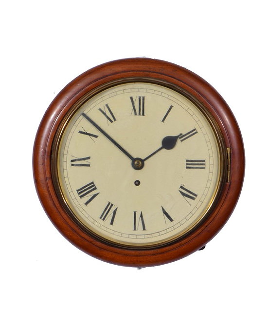 Appraisal: A MAHOGANY DIAL TIMEPIECE having a white painted Roman dial