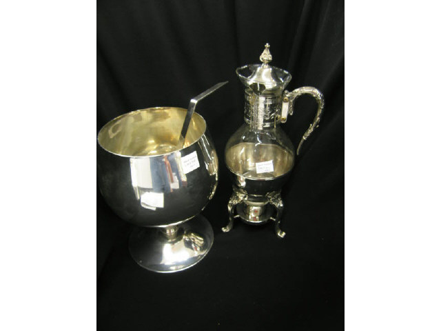 Appraisal: Silverplate Figural Punch Bowl a Coffee carafe on warming stand