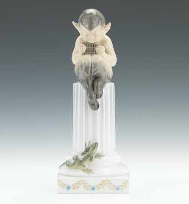 Appraisal: A Royal Copenhagen Figure of Pan on Pedestal with Lizard