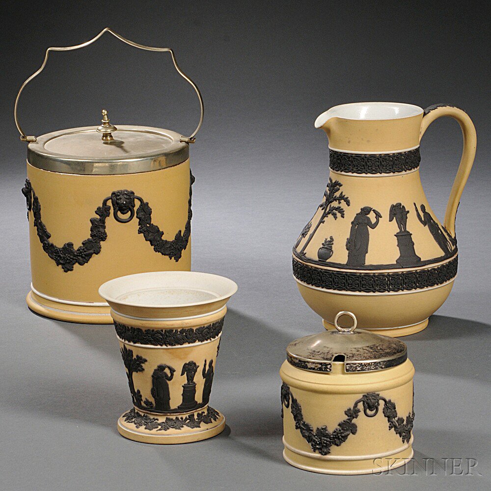 Appraisal: Four Wedgwood Yellow Jasper Dip Items England c each with