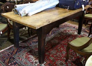 Appraisal: Continental harvest table Continental harvest table having a rectangular top