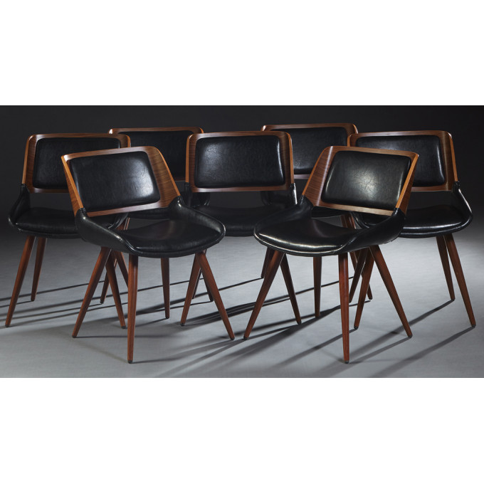 Appraisal: Set of Seven Mid Century Modern Style Dining Chairs with