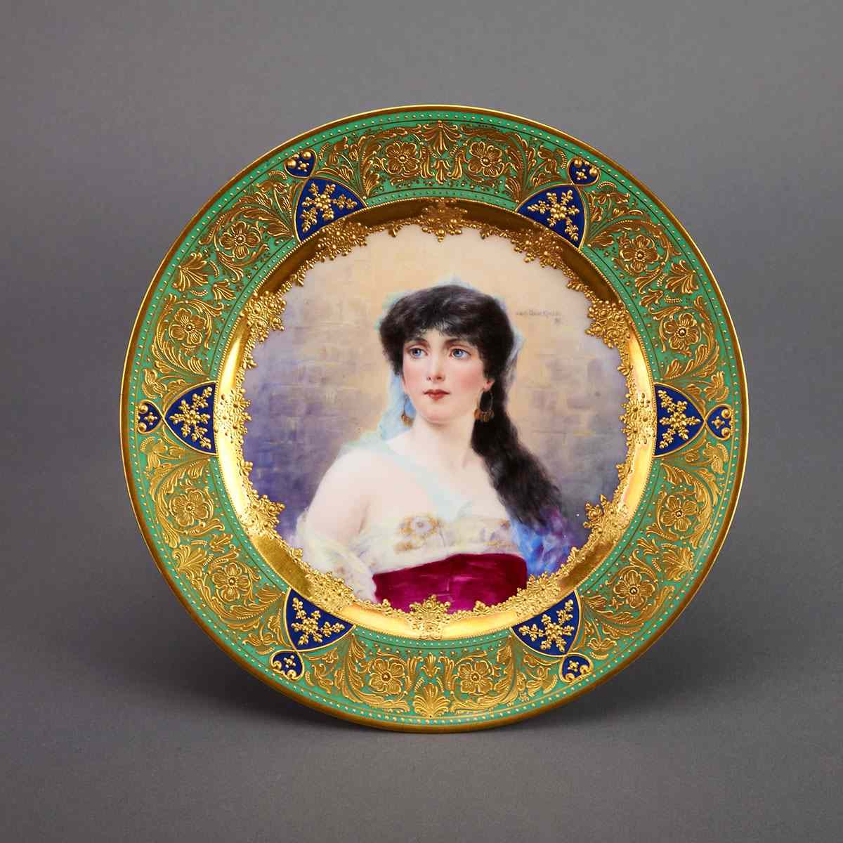 Appraisal: Dresden Portrait Plate Orientalin T after Conrad Kiesel c diameter