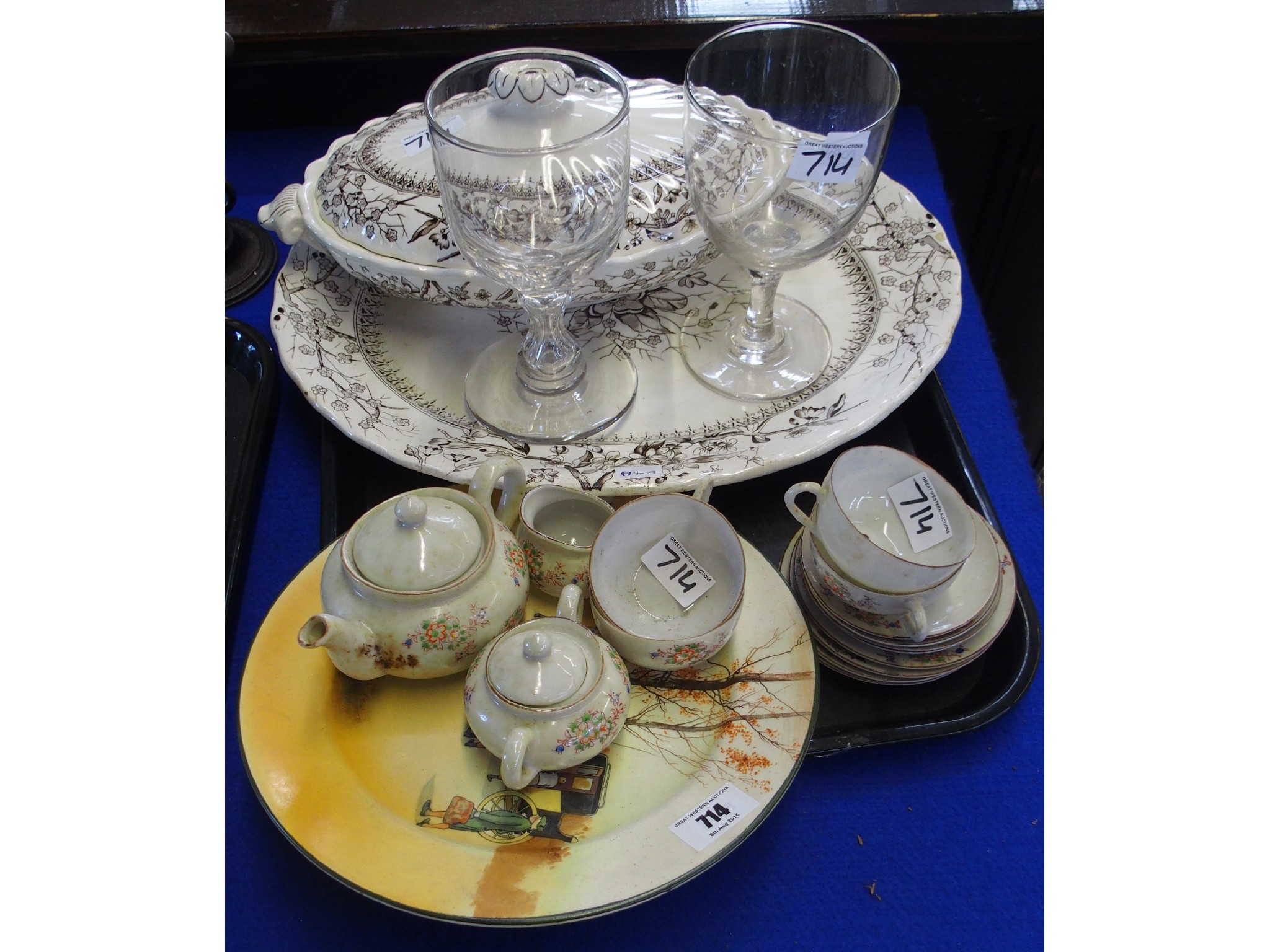 Appraisal: Tray comprising Japanese tea set Royal Doulton seriesware plate pair