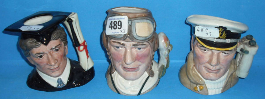 Appraisal: Royal Doulton small Character jugs The Sailor D Thed Graduate