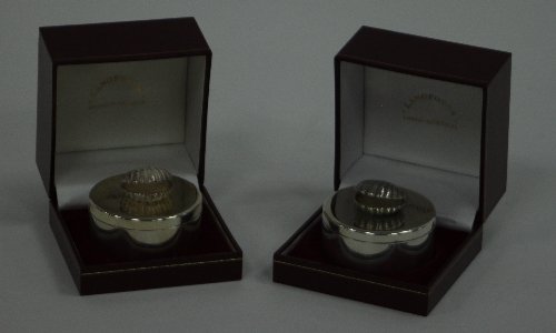 Appraisal: Two silver boxes London commemorative of Shell's th anniversary