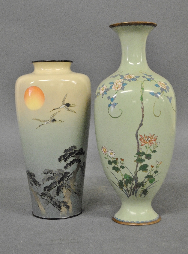 Appraisal: - Two Japanese cloisonn vases th c Largest h x