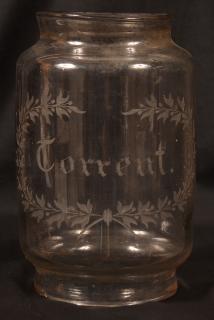 Appraisal: Engraved Clear Glass Lantern Globe Torrent th Century Copper Wheel