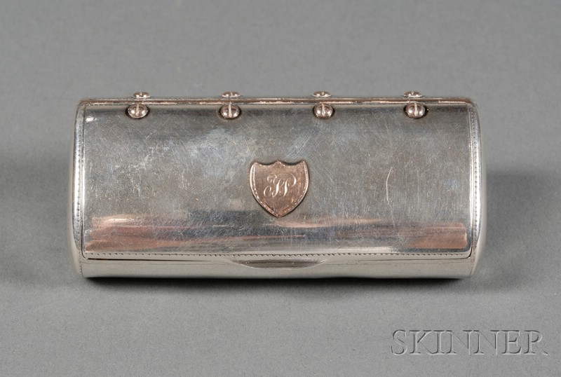 Appraisal: Austro-Hungarian Silver and Gold-mounted Snuff Box c maker's mark AS