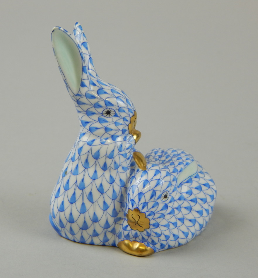 Appraisal: A Herend Hungary figure group of two rabbits in blue