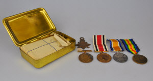 Appraisal: World War I Queen Mary Christmas tin to w recipients