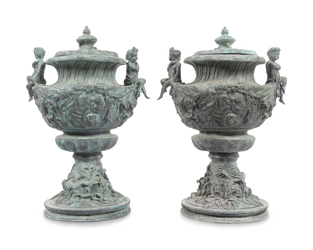 Appraisal: A Pair of Louis XV Style Cast Iron Covered Garden