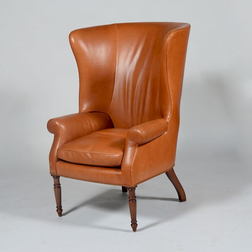 Appraisal: Leather Upholstered Armchair x x in Condition Minor scratches to