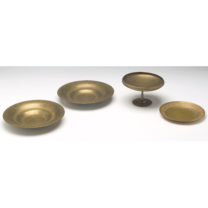 Appraisal: Tiffany Studios plates pair concave form in bronze signed Tiffany