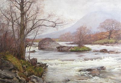 Appraisal: Alexander Brownlie Docharty Exh - A highland river landscape Signed