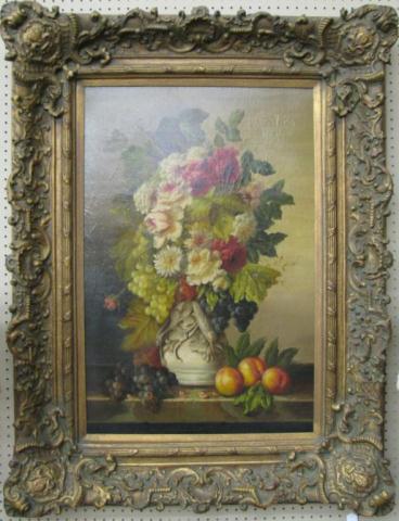 Appraisal: Vintage Decorator Oil Painting Flemish still life with flowers and