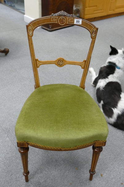 Appraisal: th Century inlaid walnut chair