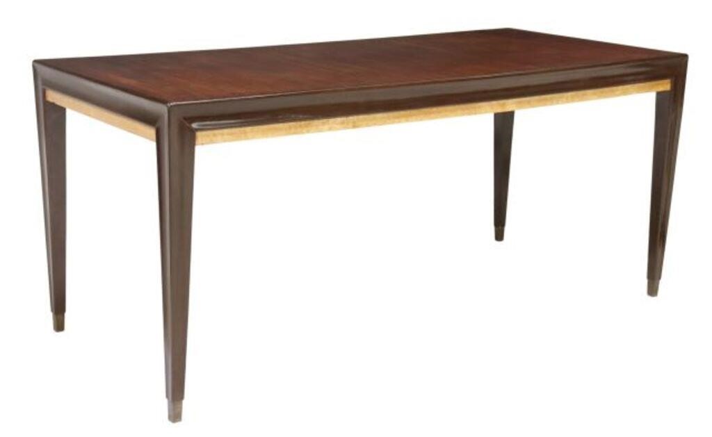 Appraisal: Italian mid-century modern rosewood dining table c s apron accented