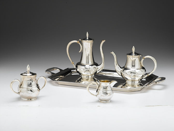 Appraisal: Japanese silver four piece tea coffee service miyamoto-shoko th century