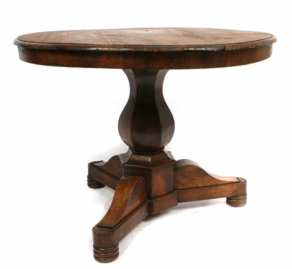 Appraisal: A Louis Philippe walnut pedestal table height in diameter in