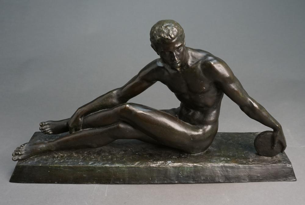 Appraisal: After Joseph Cormier French - Bronze Figure of Reclining Discus