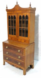 Appraisal: Antique English Mahogany Secretary Desk Two pane Antique English Mahogany