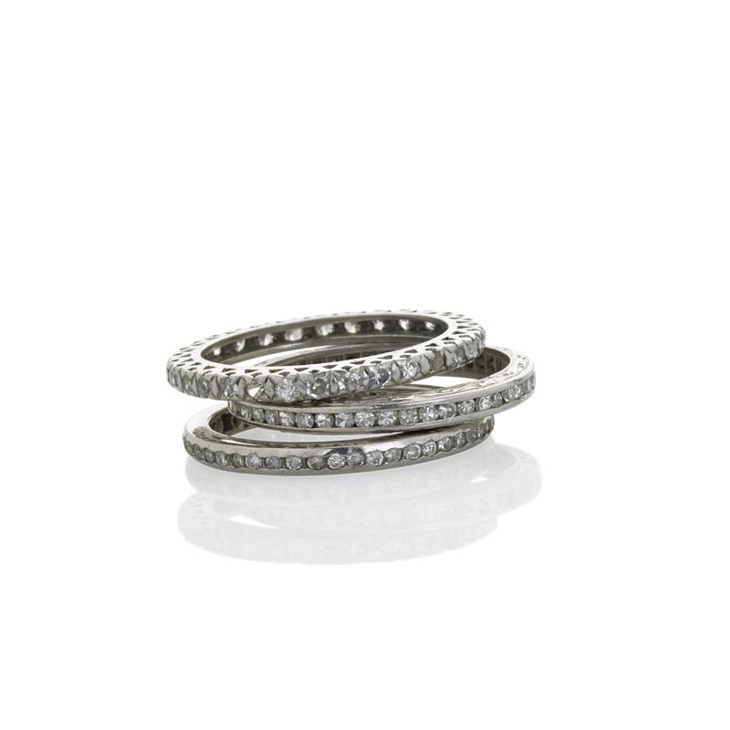 Appraisal: THREE DIAMOND PLATINUM ETERNITY BANDS Condition Report