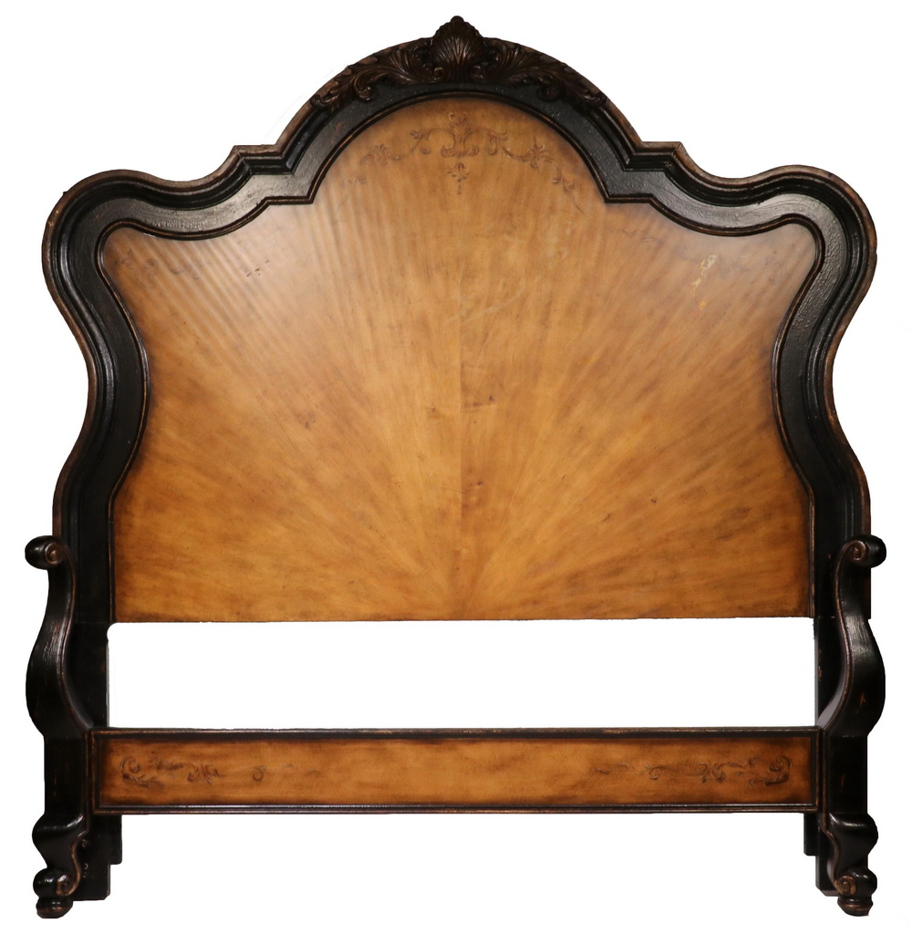 Appraisal: REPLICA ANTEBELLUM QUEEN SIZE BED Carved Walnut Frame with sunburst